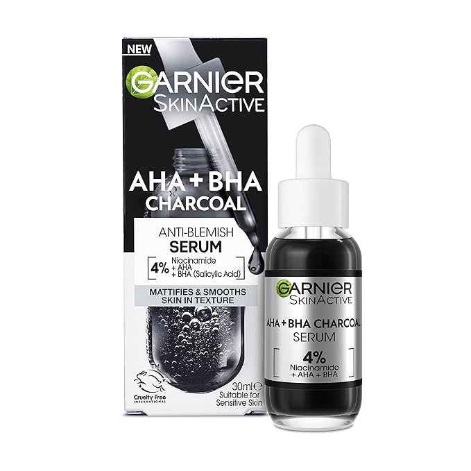 Garnier PureActive AHA + BHA Charcoal Anti-Impurities Serum - With Charcoal - 30 ml