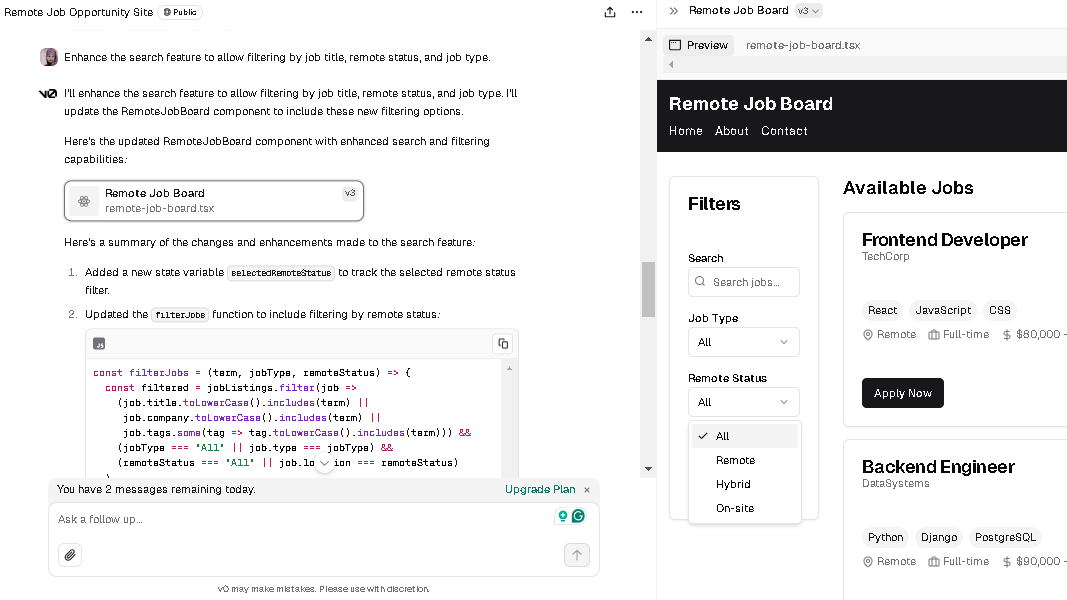 Generative UI v0.dev by Vercel