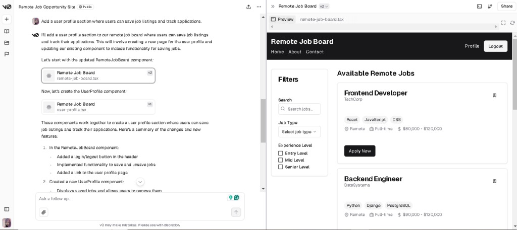 Generative UI v0.dev by Vercel